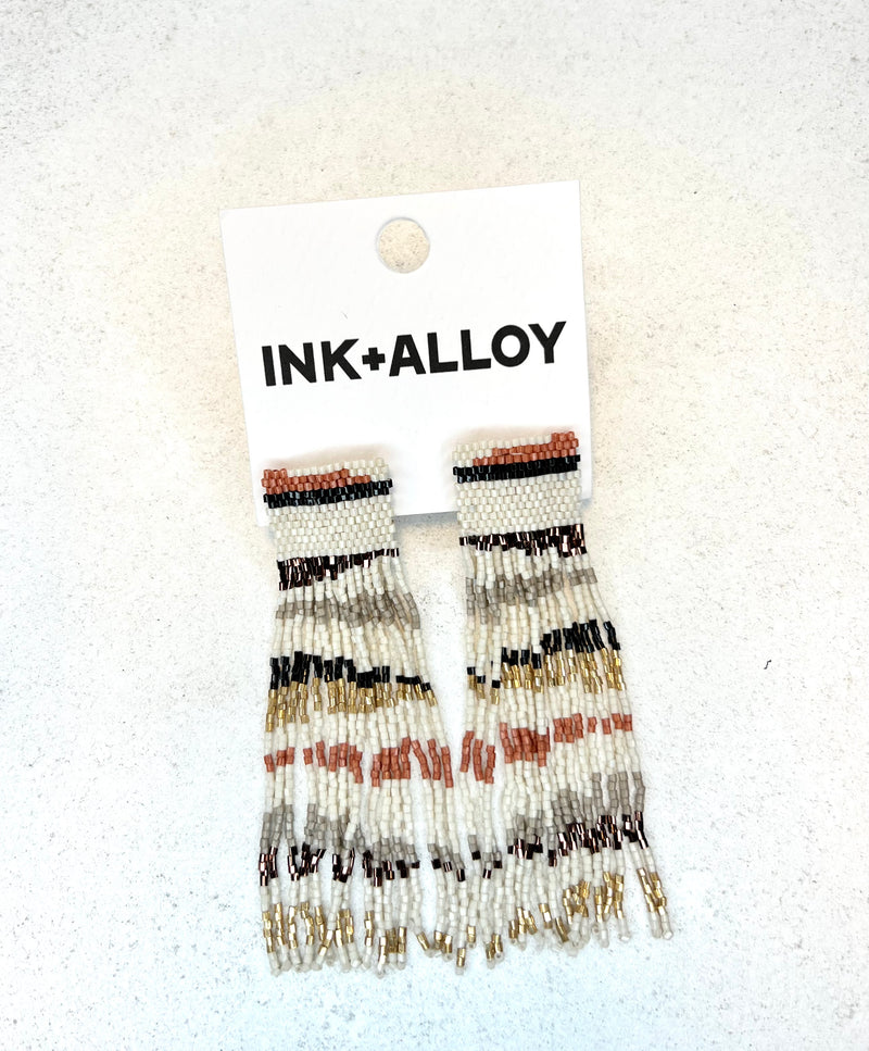 Ink + Alloy Ivory Bronze Luxe Fringe Earrings