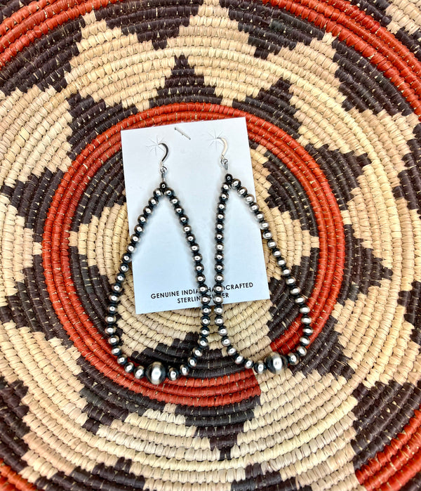 Long Navajo Pearl Teardrop Earrings