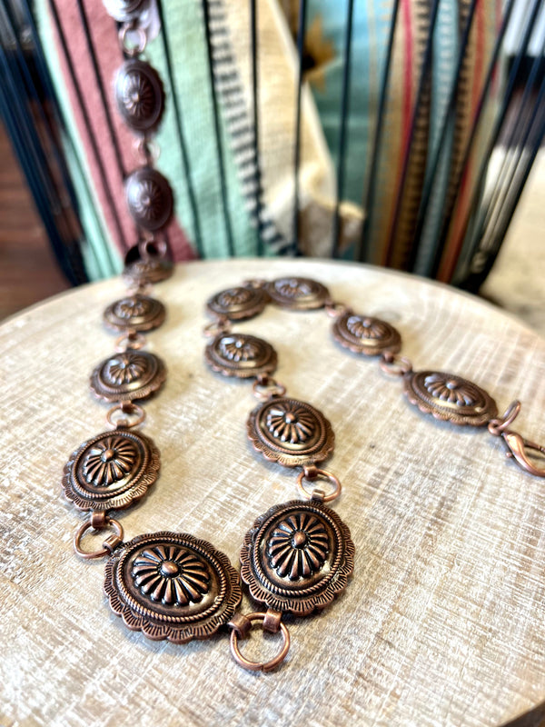 Small Oval Copper Concho Chain Belt